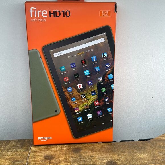 NEW Amazon Fire HD 10 10.1" tablet 32 GB 11th Gen model (2021) Olive NO CHARGER - Picture 1 of 8